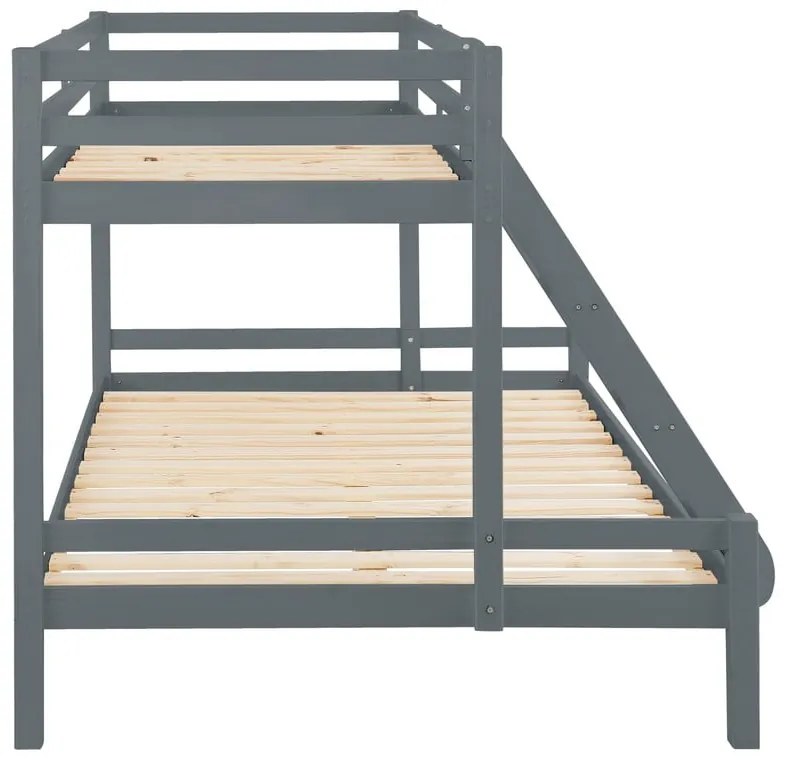 Сиво двуетажно легло от борова дървесина Alpi2 - Støraa