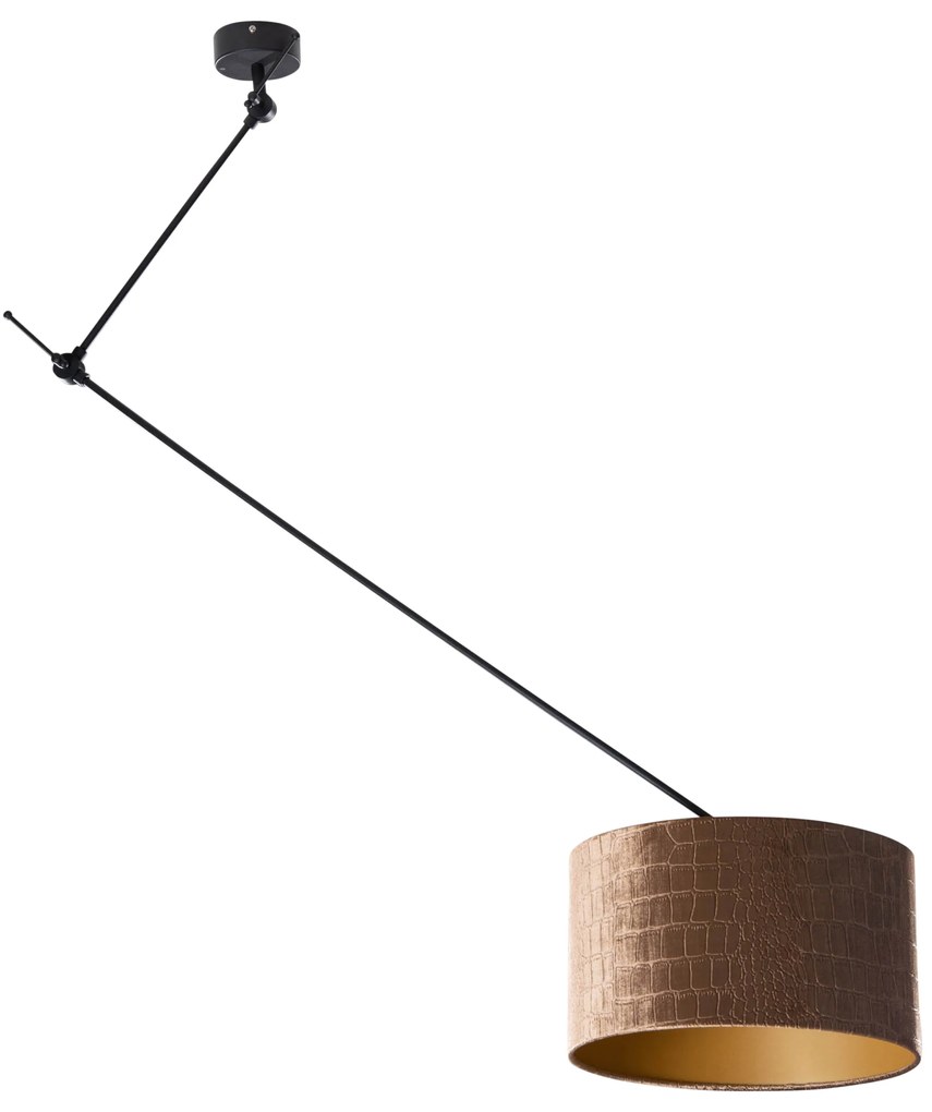 Висяща лампа черна с кадифен абажур крокодилски дизайн 35 см - Blitz