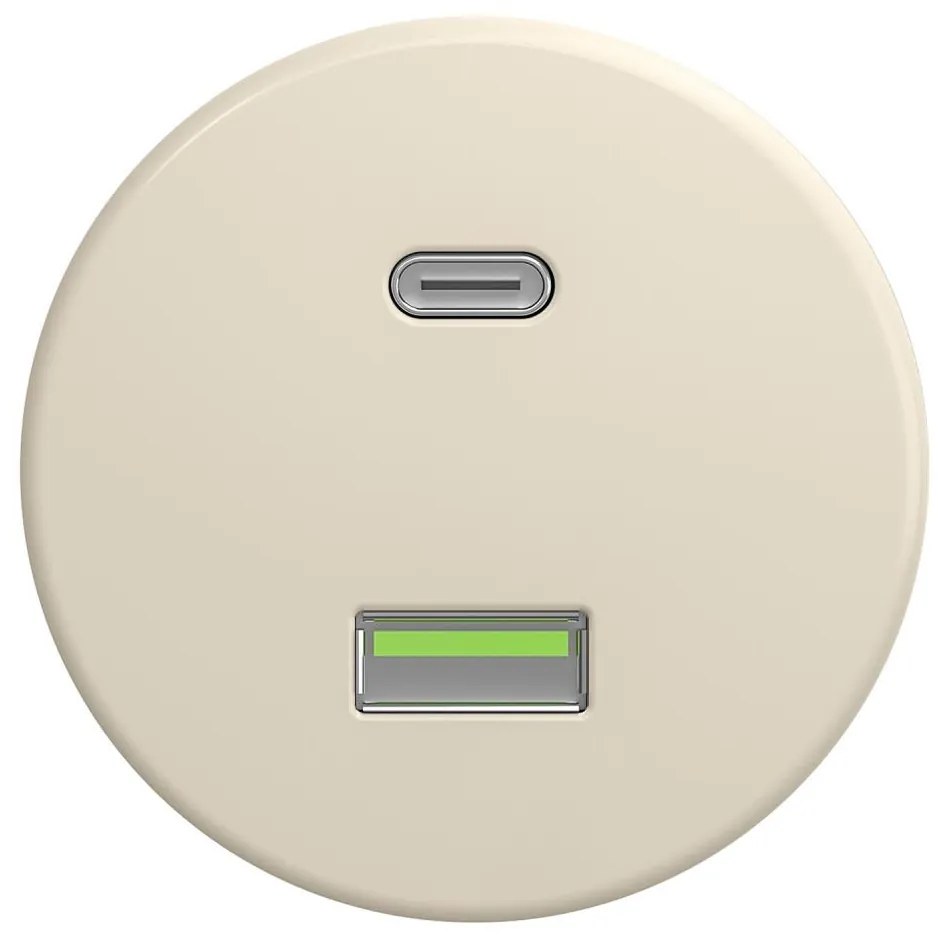 Kliklap - Ретро USB розетка A+C без рамка, бежова