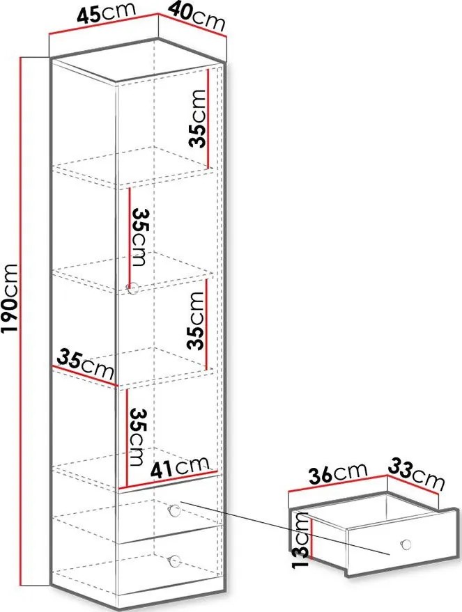 Гардероб 1-врата Pixel