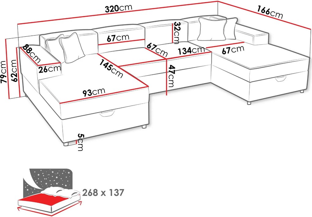 Ъглов диван Santos U-Бял