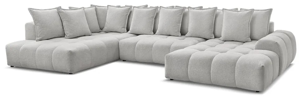 Светлосив шенилов сгъваем/с място за съхранение ъглов диван (ляв ъгъл/U форма) Everest – Bobochic Paris