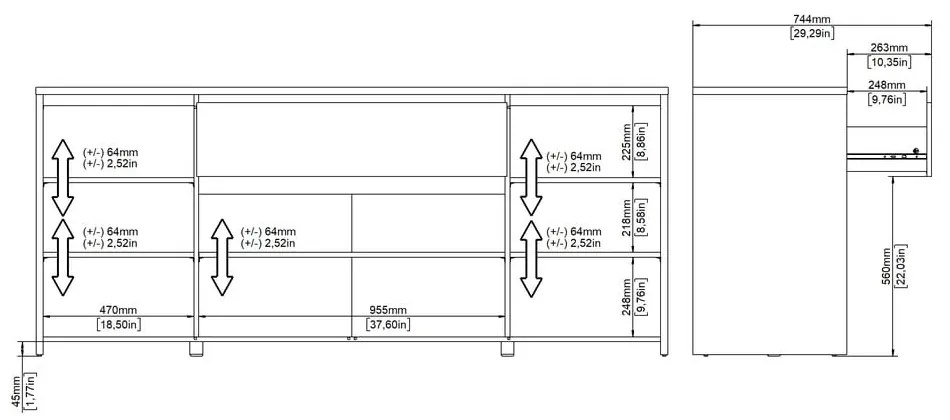 Скрин от дъбов декор в бял и естествен цвят 197x84x48 cm Next – Tvilum