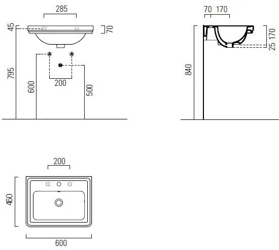 Умивалник GSI Classic-60 x 46 cm.