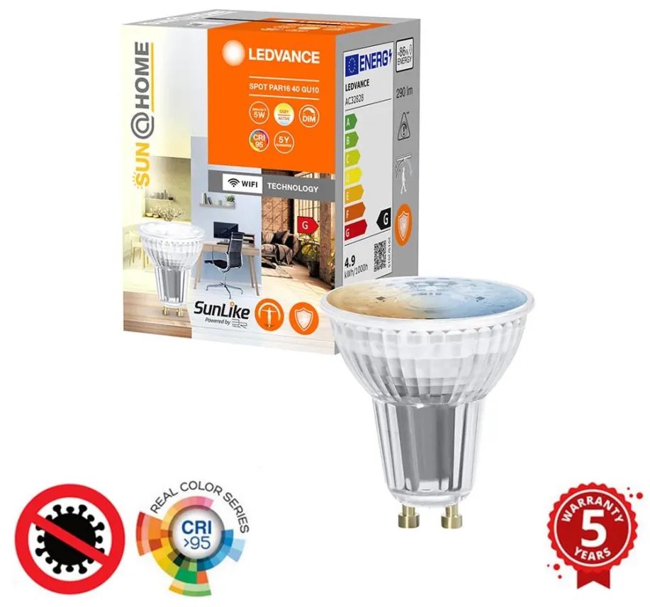 LED димируема антимикробна крушка PAR16 GU10/4,9W/230V Wi-Fi - Ledvance