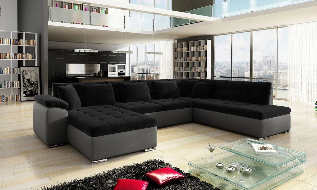 Ъглов диван Niko Bis-Left-Black - Gray Dark
