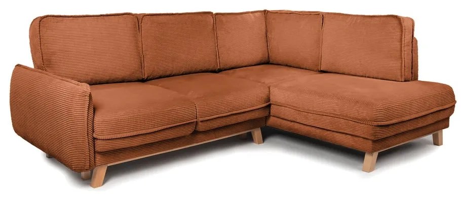 Оранжев сгъваем ъглов диван от рипсено кадифе Tori – Bonami Selection