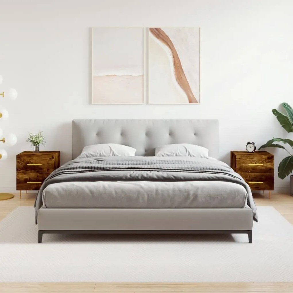 Sonata H Нощни шкафчета 2 бр опушен дъб 40x35x47,5 см инженерно дърво