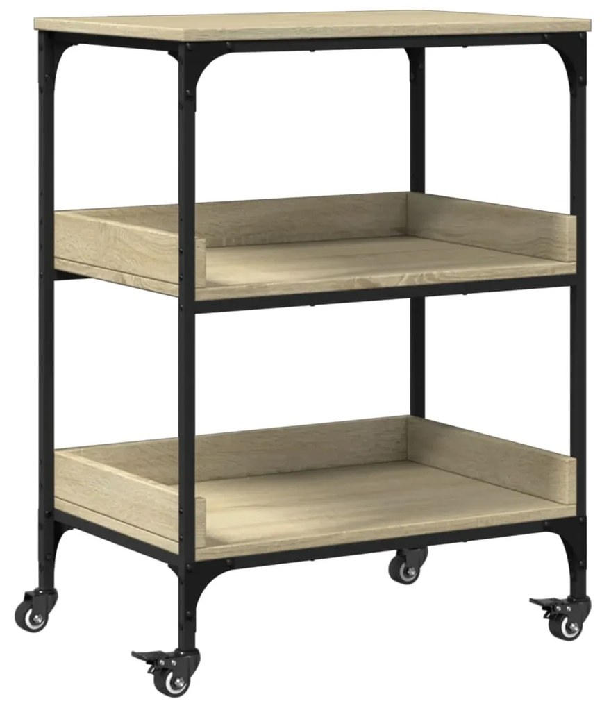 842402 vidaXL Кухненска количка, дъб сонома, 60x41x80,5 см, инженерно дърво