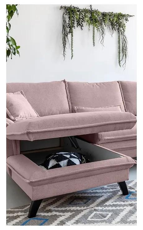 Прахово розов ъглов разтегателен диван , ляв ъгъл Charming Charlie - Miuform
