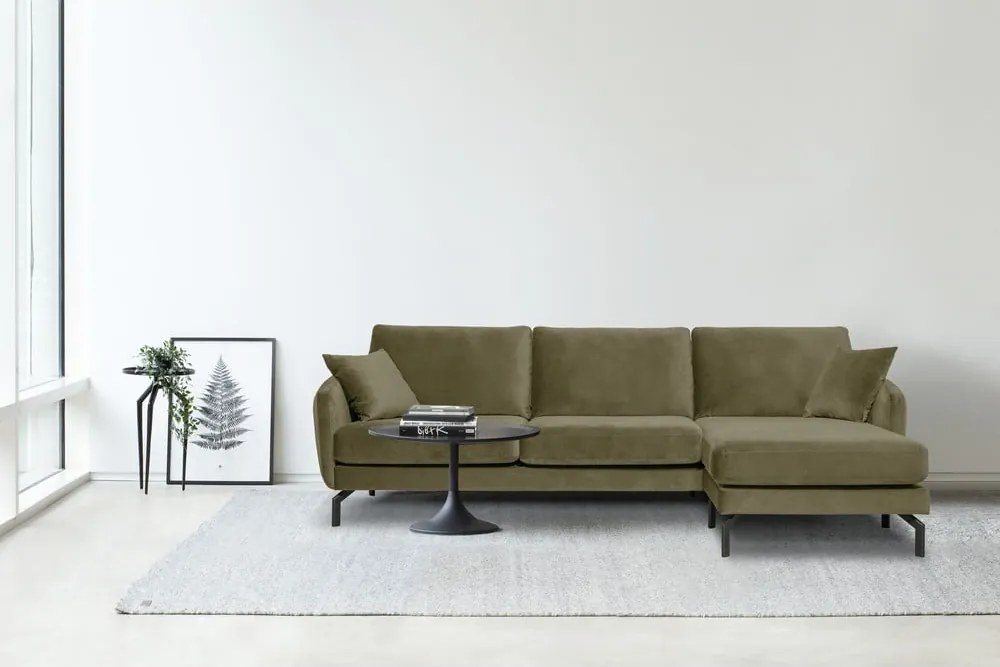 Ъглов диван от зелено кадифе (десен ъгъл) Magic - Scandic