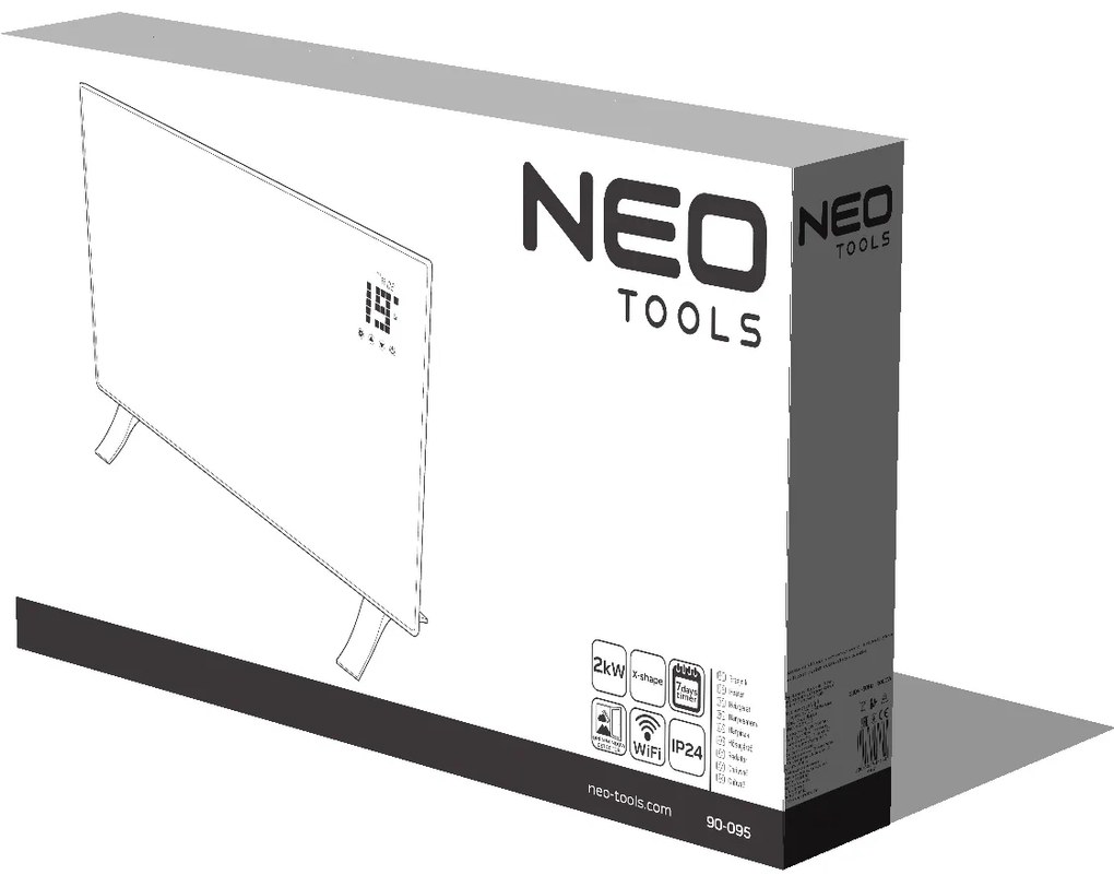 Електрически конвектор 2000W, IP24, WIFI 90-095
