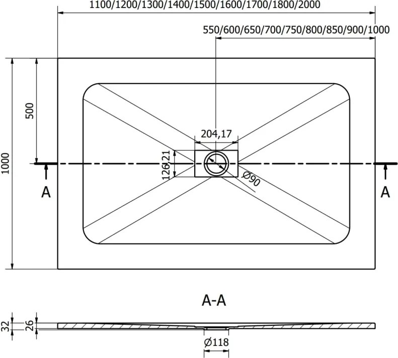 Mexen Hugo правоъгълна душ тава SMC 110 x 100 см, бяла - 42101011