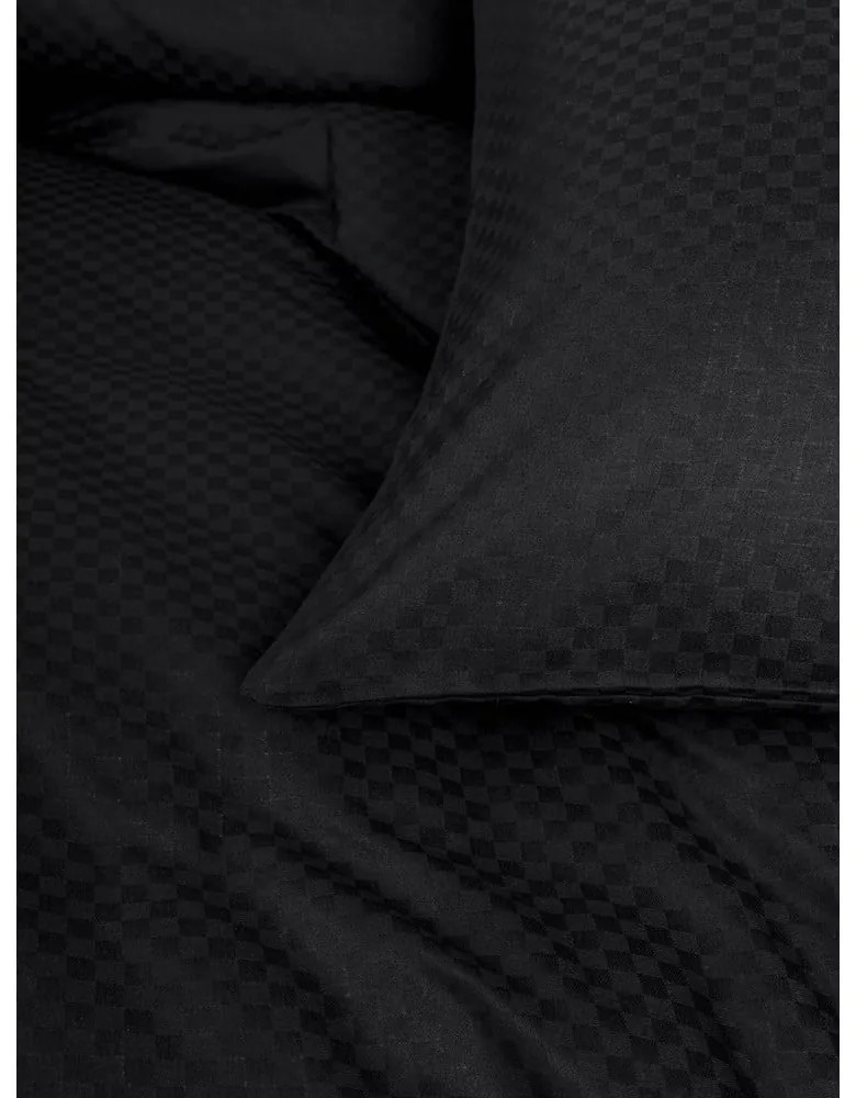 Черно двойно удължено спално бельо от памук Renforcé 240x220 cm Checkered – Mila Home Luxury
