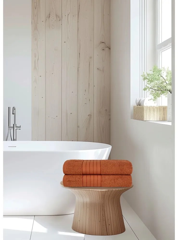 Памучни хавлиени кърпи в комплект от 2 бр. от тери тухлен 70x140 cm – Good Morning