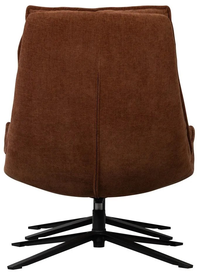 Кафяв въртящ се шенилов фотьойл с табуретка Kube – WOOOD