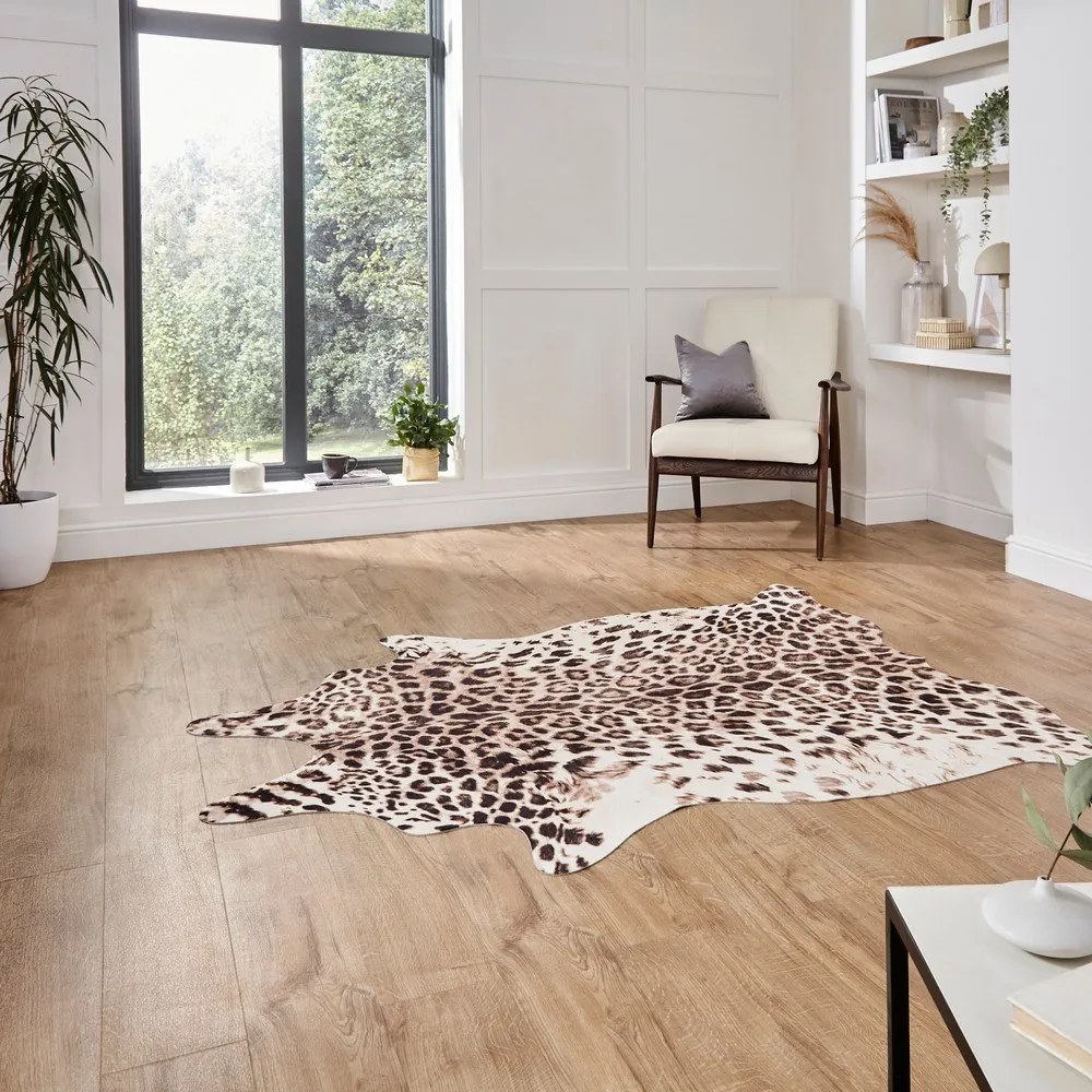 Кафяво-бежов килим 155x130 cm Faux Leopard - Think Rugs