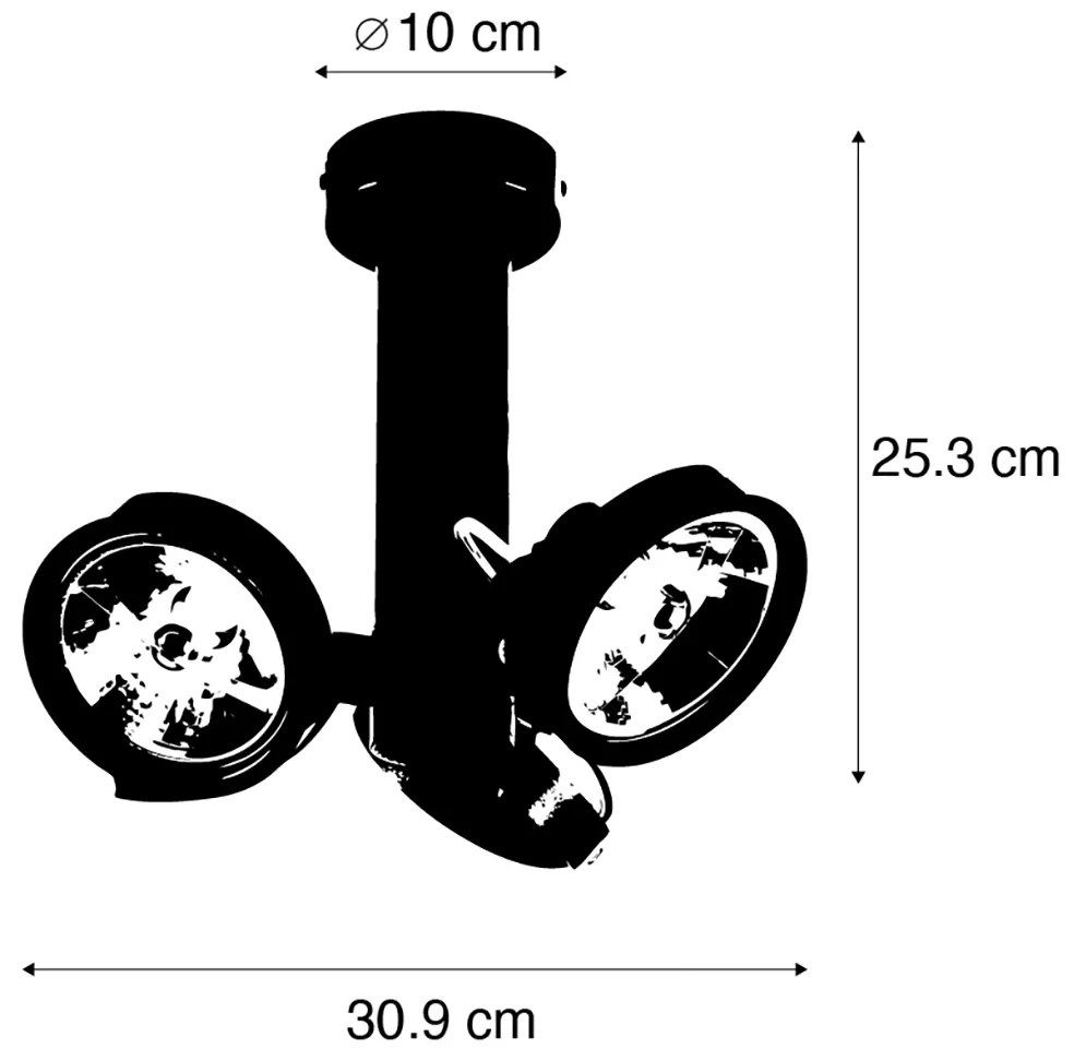 Модерен прожектор черен регулируем 3-светлина - Goes