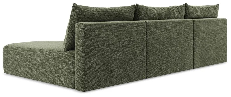 Зелен разтегателен ъглов диван с място за съхранение Kalena – Makamii