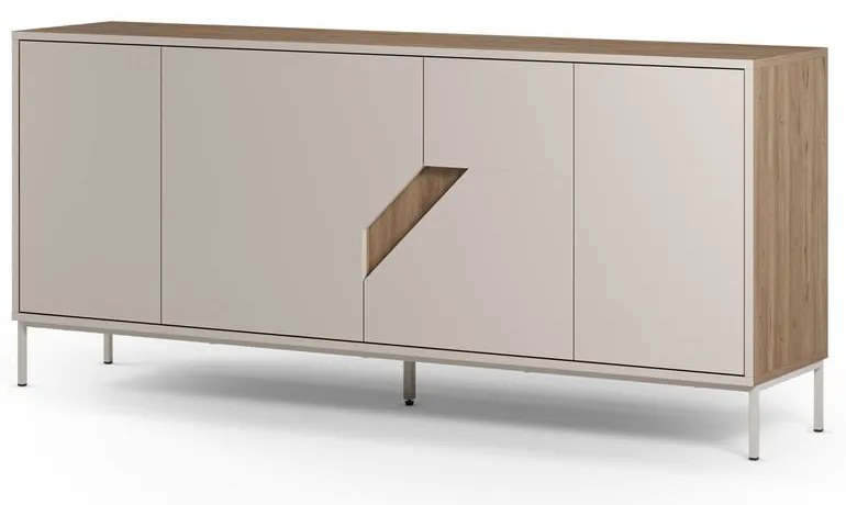 Кремавo-естествен скрин от декор от дъб 180x80x40 cm Lilou – Marckeric