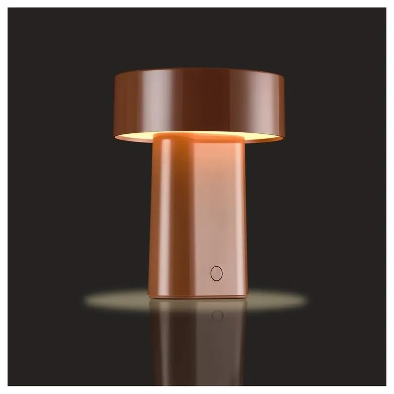 Пластмасова LED настолна лампа в цвят кафяв коняк (височина 18 cm) Oblong – Zone