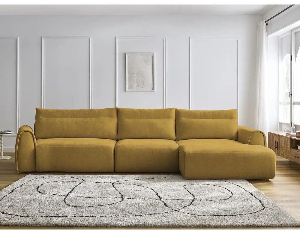 Ъглов диван в цвят жълта охра Aden – Bobochic Paris