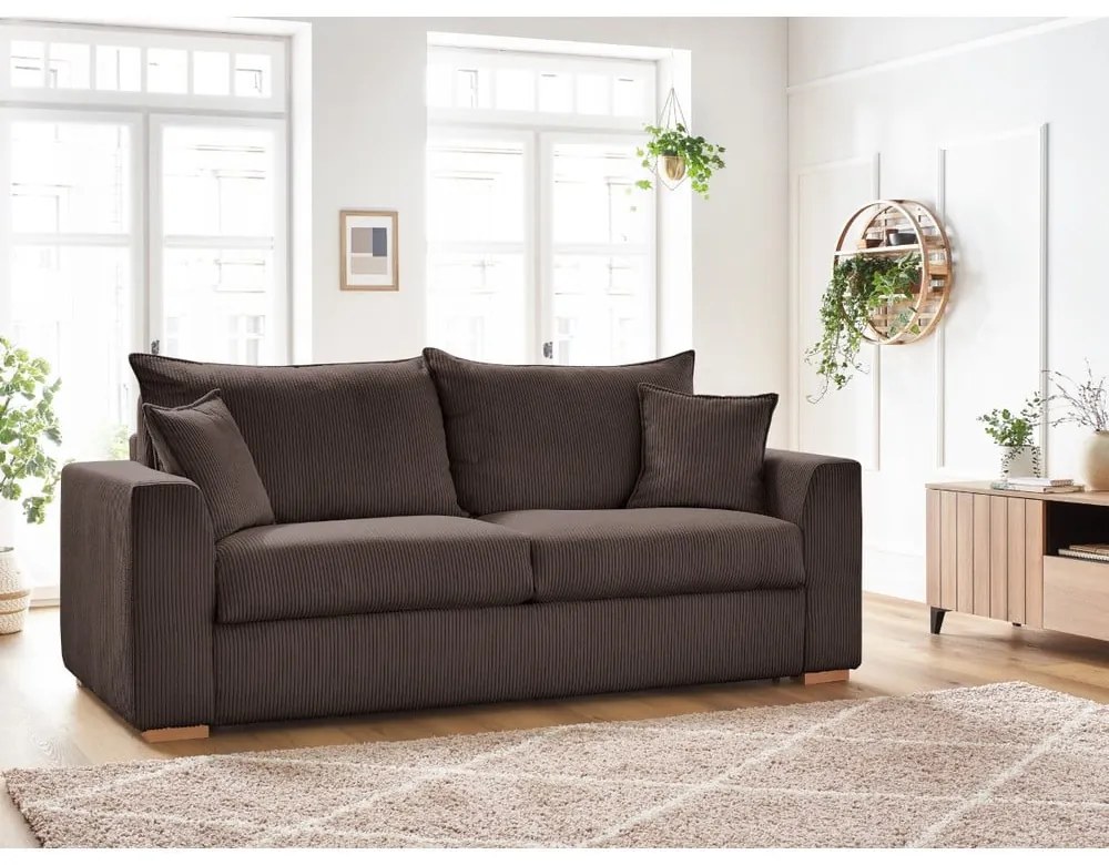 Кафяв разтегателен диван от рипсено кадифе 225 cm Augustin – Bobochic Paris