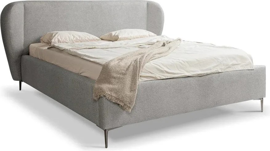 Светлосиво двойно тапицирано легло с включена подматрачна рамка 180x200 cm Makana – Makamii