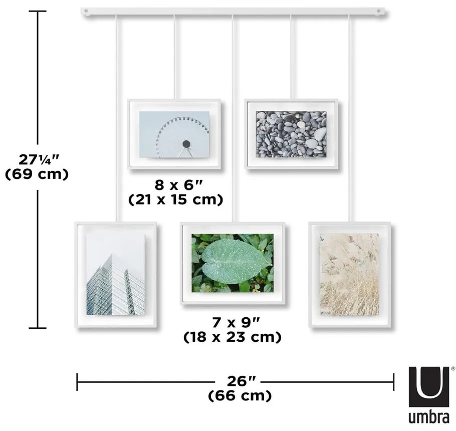 Бели метални рамки за стена в комплект от 5 броя 66x69 cm Exhibit - Umbra
