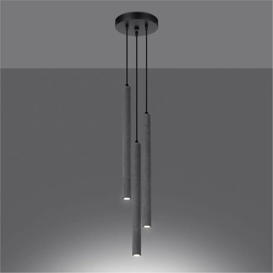 Сиво бетонно висящо осветително тяло ø 19,5 cm Fideus – Sollux