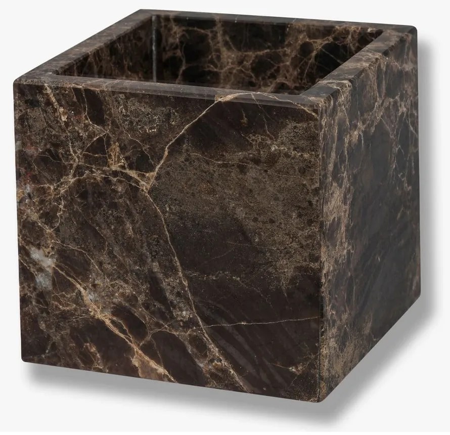 Тъмнокафяв мраморен органайзер за баня за памучни тампони Marble – Mette Ditmer Denmark