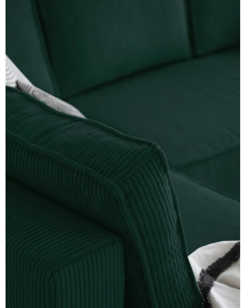 Тъмнозелен разтегателен ъглов диван от рипсено кадифе (ляв ъгъл/"U" форма) Brave Dave – Miuform