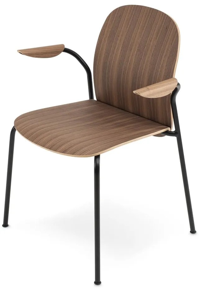 Трапезни столове в комплект с подлакътници/за подреждане 2 бр. от декор от орех в цвят кафяв коняк/в естествен цвят Book – Gazzda