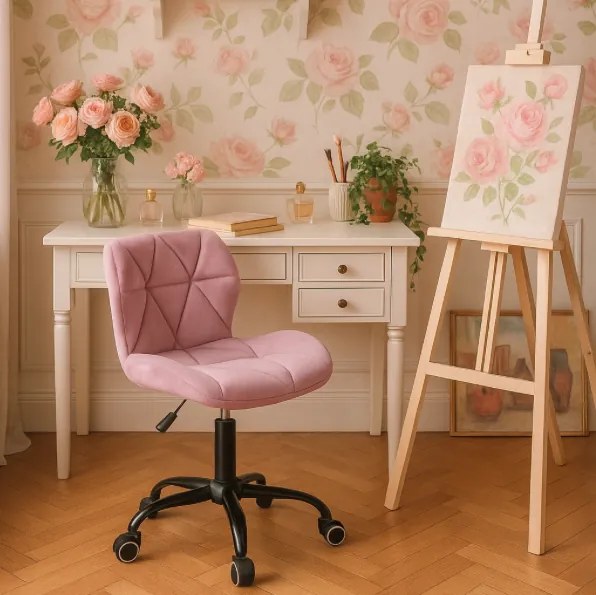 Ергономичен въртящ се офис стол - кадифе Жълто