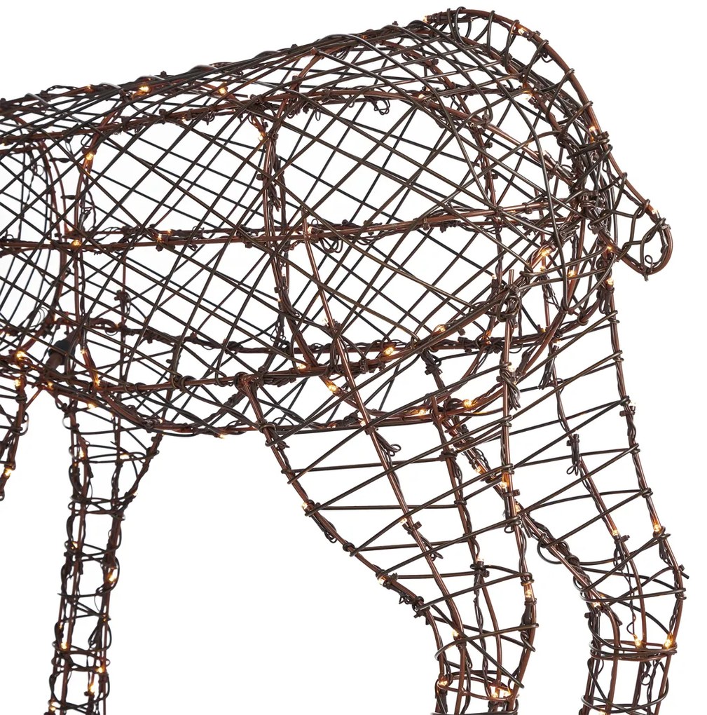 Подова лампа кафяв ратан елен с LED IP44 - Flossie