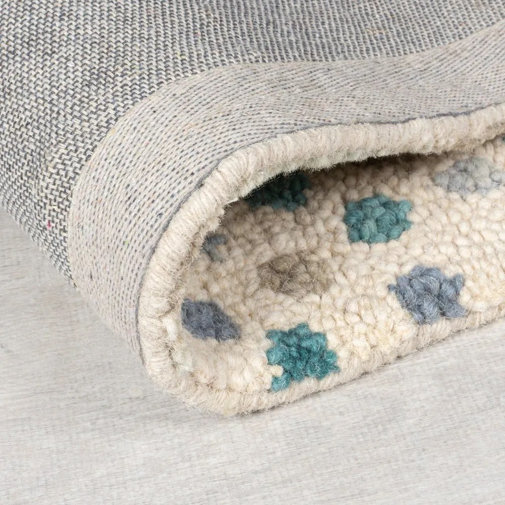 Син/бежов ръчно изработен вълнен килим 120x170 cm Eloise Patchwork – Flair Rugs