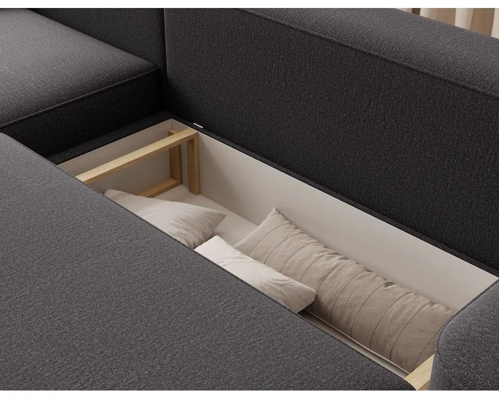 Тъмносив шенилов разтегателен ъглов диван с място за съхранение (ляв ъгъл) Aurumm – ELTAP