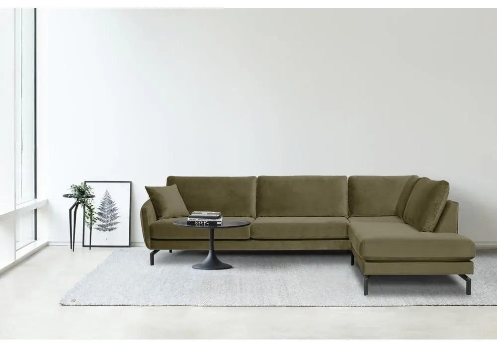 Ъглов диван от зелено кадифе (десен ъгъл) Magic - Scandic