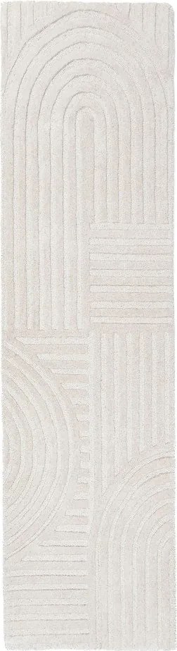 Ръчно изработена вълнена пътека в цвят слонова кост 60x230 cm Zen Garden – Flair Rugs