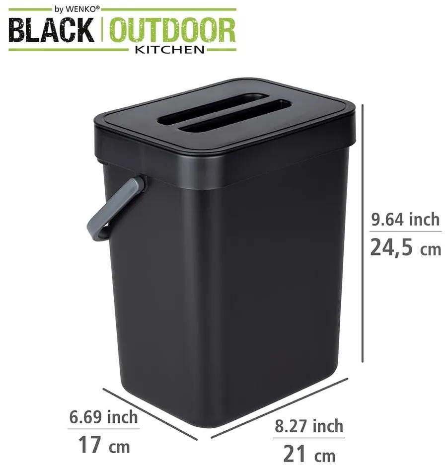 Черно висящо кошче за отпадъци , 5 л Black Outdoor Kitchen Tago - Wenko