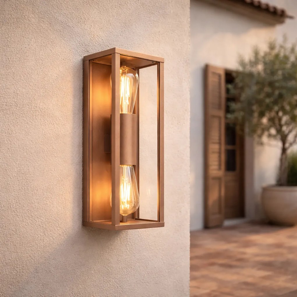 Индустриален стенен аплик ръждиво кафяв 38 см 2-светлина IP44 - Charlois