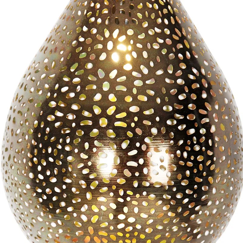 Ориенталска висяща лампа черна с мед - Maru 5