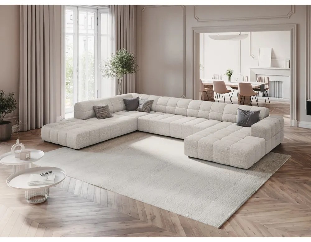 Светлосив ъглов диван (ляв ъгъл/"U") Chicago - Cosmopolitan Design