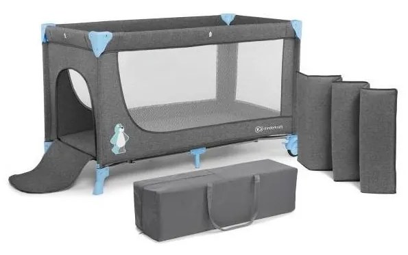 KINDERKRAFT - Пътна кошара JOY, сиво-синя