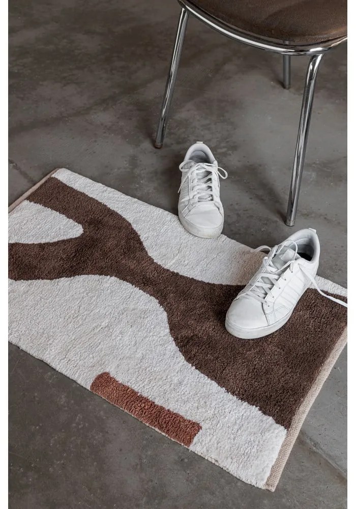 Бяло-кафяв памучен килим подходящ за пране 50x80 cm Figura – Mette Ditmer Denmark