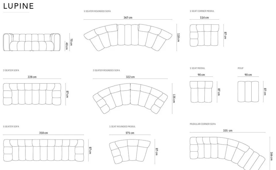 Зелен модул за диван (ляв ъгъл) Lupine - Micadoni Home