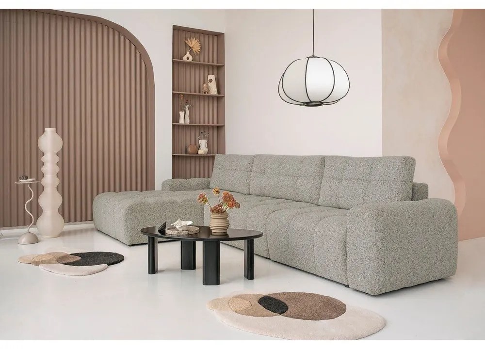 Светлокафяв разтегателен модулен ъглов диван с място за съхранение (ляв ъгъл) Lulu – Miuform