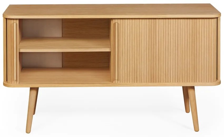 Нисък скрин от декор от дъб с плъзгащи се врати естествен 138x75 cm Rove – Woodman