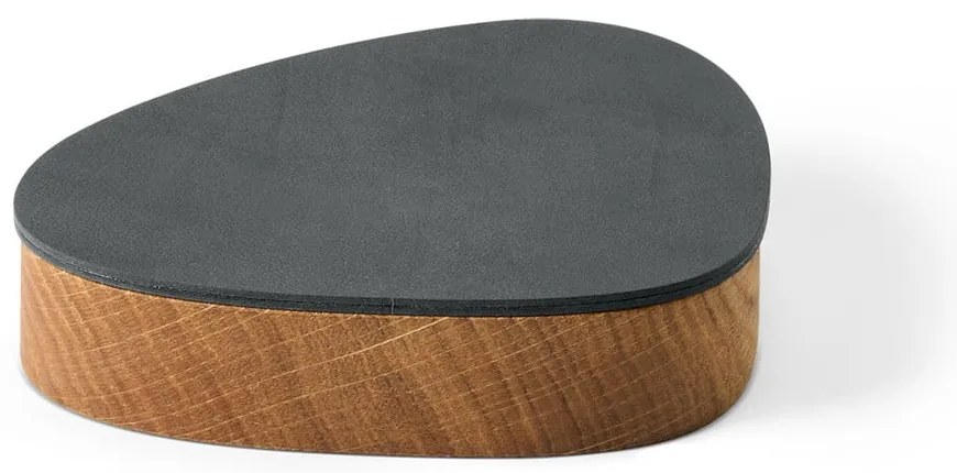 Дървена декоративна кутия за съхранение от еко кожа с капак в антрацитен и естествен цвят 14x12,5x3,5 cm Curve Nupo – LIND DNA