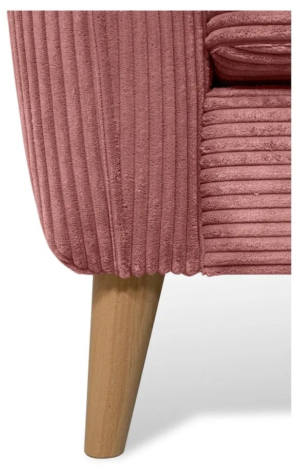 Розов ъглов диван от рипсено кадифе (десен ъгъл) Paris – Scandic